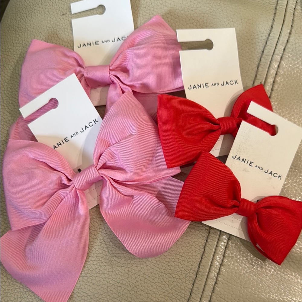 Janie and Jack Pink and Red Hair Accessories Set
